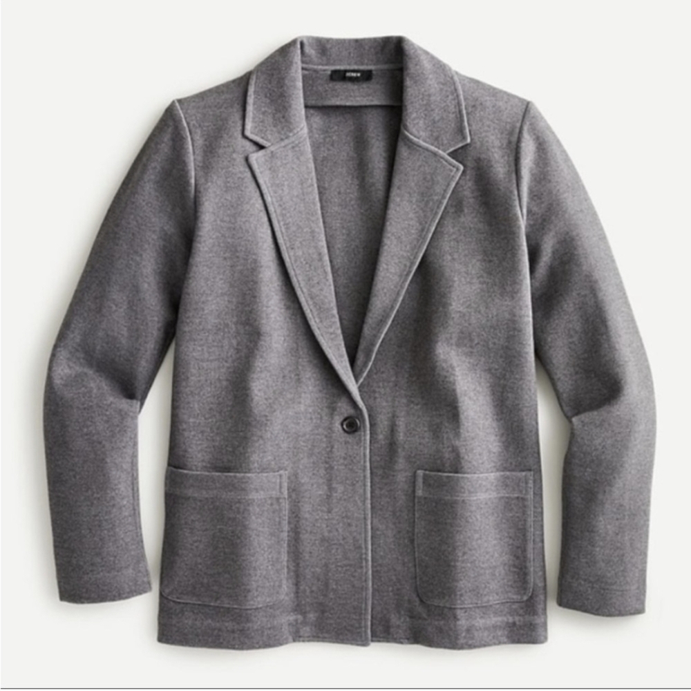 J Crew Charcoal Grey Sweater Blazer Oversized Single Button Cotton Blend S